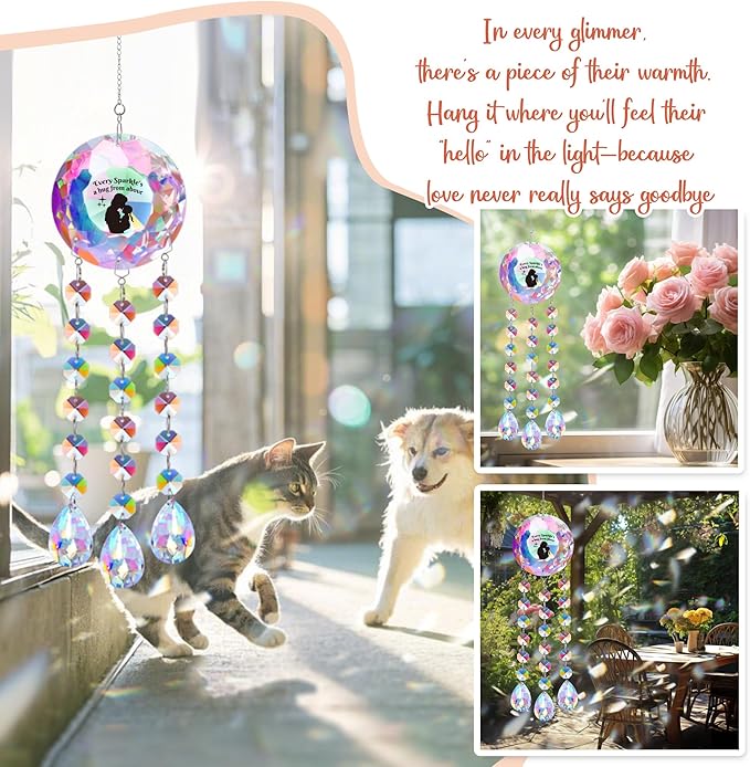 Suncatcher Crystal Memorial Gifts Decor for Loss Mom Daughter Grandma - Every Sparkle’s a Hug from Above, Prism Beads Sympathy Gift for Loss of Mother, Memorial Gifts for Loss of Mom