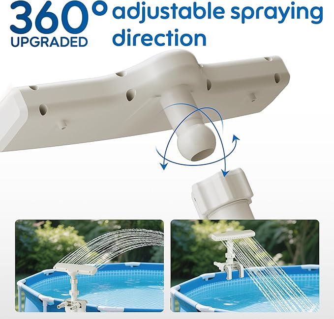 Pool Fountain for Above Ground Pools, Pool Sprinkler Upgraded 360° Adjustable Spray, Pool Water Fountain Swimming Accessories, Cooling & Relaxation (Beige)