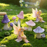 iland Fairy Garden Accessories Fake Mushroom Ornaments Glittery Fairy Figurines for DIY Micro Landscape Terrarium Garden Outdoor Bonsai Yard Miniature Ornaments Fairy House Dollhouse Accessories
