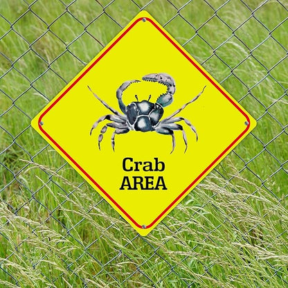 Crab Crossing Sign Caution CrabXing Sign Street Sign Wildlife Novelty Road Fence Wall Decor Warning Metal Tin Sign For Indoor Outdoor Highway15x15in
