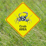 Warning Crab Area Metal Tin Sign Ocean Animal Caution Crossing Xing Street Sign Yellow Diamond Shape Funny Metal Sign For Indoor Outdoor Highway12x12in