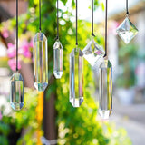 HDCRYSTALGIFTS Set 7 Clear Crystal Prisms Suncatchers Hanging Glass Ornament for Christmas Tree,Rainbow Maker Sun Catchers for Windows Home Garden Decoration,Modern Grief Gift