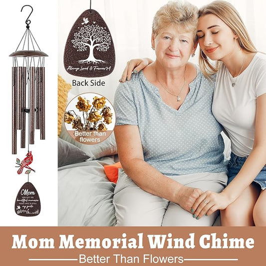 Memorial Gifts for Loss of Mom - 36'' Memorial Wind Chimes for Outside, Sympathy Bereavement Condolence Grief Remembrance Funeral Gifts for Loss of Mother Love One, with S Hook Greeting Card