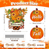 3 Pcs Metal Pumpkin Yard Stakes with Welcome Sign Hello Fall Pumpkin Yard Signs Hanging Wall Decor Farmhouse Decorative Garden Stakes for Autumn Harvest Thanksgiving Outdoor Walkway Decor