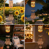 Sunflower Solar Wind Chimes for Outside, Gifts for Mothers Day Mom Women Grandma Birthday Memorial Teacher, 32" Windchimes Outdoor Decor Hanging Solar Lantern for Garden Porch Patio Backyard