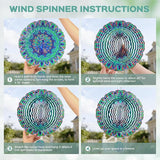 Wind Spinners Outdoor, IDEA SHOW 12In Stainless Steel Wind Spinners Outside, 3D Kinetic Hanging Sculpture, Rustproof Metal Garden Decor Ornaments for Yard Art, Women, Men, Holidays