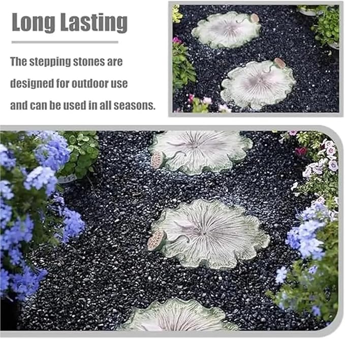 Garden Stepping Stone 5 Pcs Lotus Leaf Garden Path Stones Outdoor Decorative 3D Stepping Stone Patio Yard Ornaments