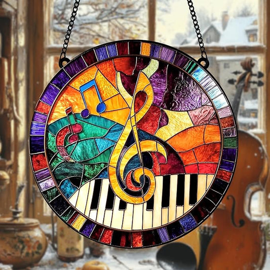 Music Teacher Acrylic Suncatcher Treble Clef Faux Stained Glass Window Hanging Music Lover Piano Teacher Appreciation Gift