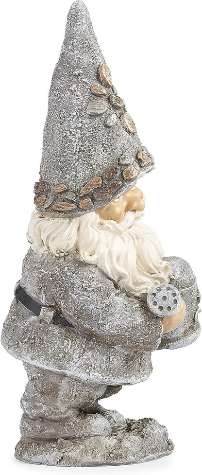 Roman Giftware Inc., Pudgy Pals Collection, Pebble Gnome with Kettle Statue, 14" H, Decorative, Garden Gift, Home Outdoor Decor, Durable, Long Lasting