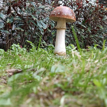 Mushroom Decor Outdoor Garden Statue - Garden Gnome's Favorite Garden Decoration Patio Decor (11.8", Brown)