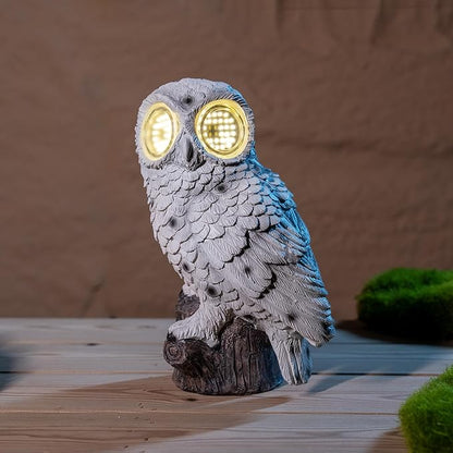 Solar Owl Garden Statue with Led Lights Waterproof Outdoor Decorative Lamp with Moving Eyes, Perfect Unique Gift for Women, Moms, Garden Lovers Ideal for Yard Patios and Lawns