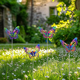 4Pcs Butterfly Garden Stakes Decor, Colorful Butterflies Decorations, Metal Yard Art for Outdoor Lawn Porch Pathway Yard Patio Plant Pot Ornaments (Butterfly- B)