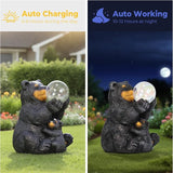Solar Garden Statues Loving Bear Figurine with Ballon Lights for Outside, Yard Decorations Outdoor, Garden Decor Unique Birthday Housewarming Gifts for Mom, Women
