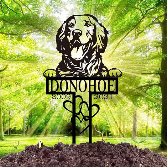 Golden Retriever Loss Metal Memorial Stakes,Custom Memorial Metal Sign with Name Year,Pet Grave Marker Ornament for Cemetery,Golden Retriever Dog Metal Plaque,Pet Loss Sympathy Gifts