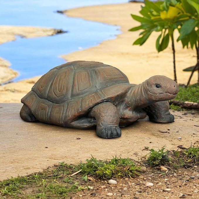 Concrete Garden Tortoise Statues - 34.2" Tortoise Statue Home Decor, Yard Outdoor Statue for Home and Garden Decor, Brown
