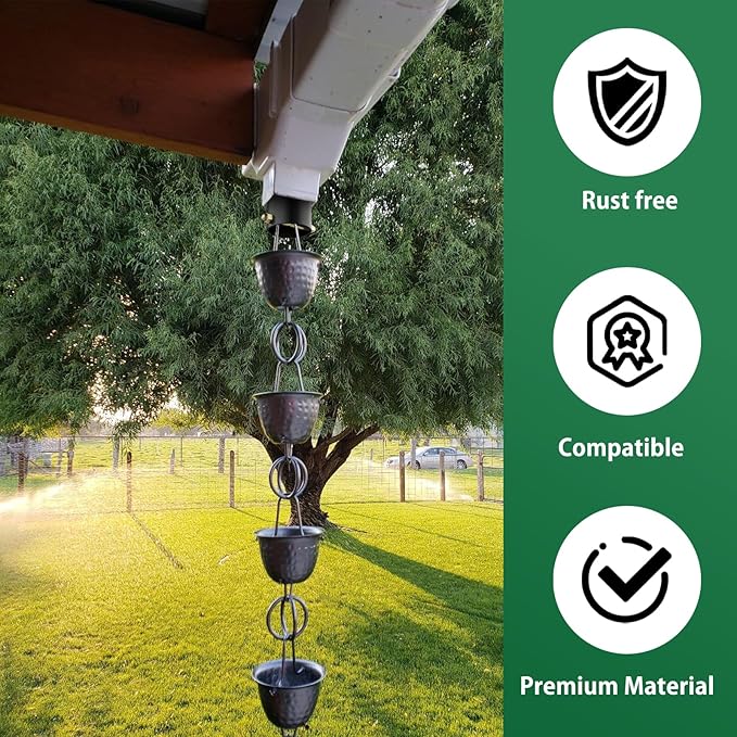 2 Pack Rain Chain Adapter for Gutter Rain Chain for Outside Metal Rain Chain Adapter with Bolt Rain Chain Gutter for Outside Gutter Downspout