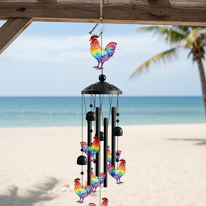 Wind Chimes for Outside, Deep Tone Memorial Windchimes for Patio Porch Balcony Decoration, Memorial Wind Chimes Gifts for Women Mom Grandma Sister (Chicken)