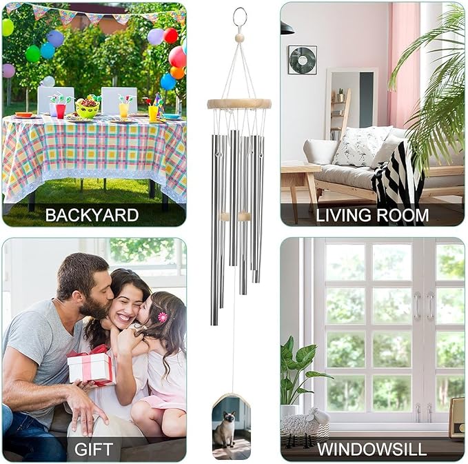 Wind Chimes for Outside Metal Wind Chimes Cat by The Window Garden Backyard and Patio Decoration