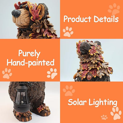 YMXYJM Solar Garden Statue Bear Figurine, Garden Art Outdoor Statues with Solar Lantern, Loving Bear for Patio, Balcony, Yard, Lawn, Unique Housewarming Gifts