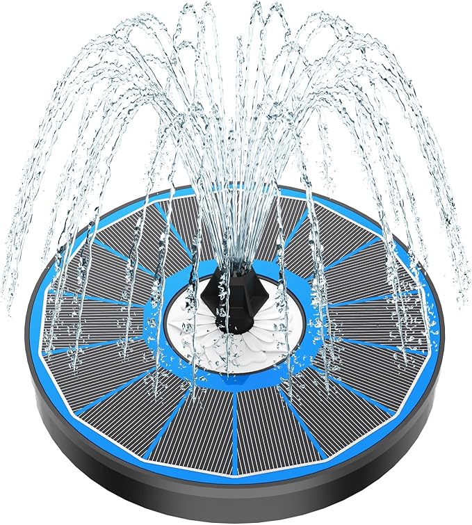 Yzert Solar Water Founatin White Flower Glass - No Battery, 3.5W Solar Fountain Pump for Bird Bath with 4 Fixed Rods&7 Nozzles, Bird Bath Fountains Solar Power for Garden, Outdoor, Pond,Pool