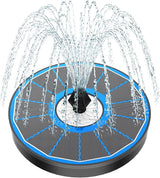 Yzert Solar Water Founatin White Flower Glass - No Battery, 3.5W Solar Fountain Pump for Bird Bath with 4 Fixed Rods&7 Nozzles, Bird Bath Fountains Solar Power for Garden, Outdoor, Pond,Pool