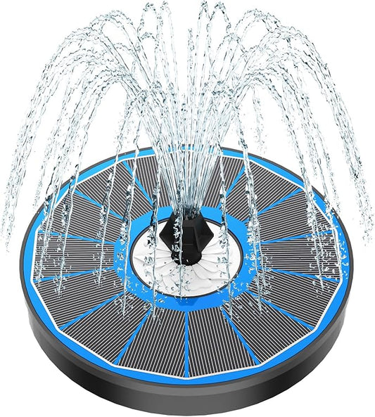 Yzert Solar Water Founatin White Flower Glass - No Battery, 3.5W Solar Fountain Pump for Bird Bath with 4 Fixed Rods&7 Nozzles, Bird Bath Fountains Solar Power for Garden, Outdoor, Pond,Pool