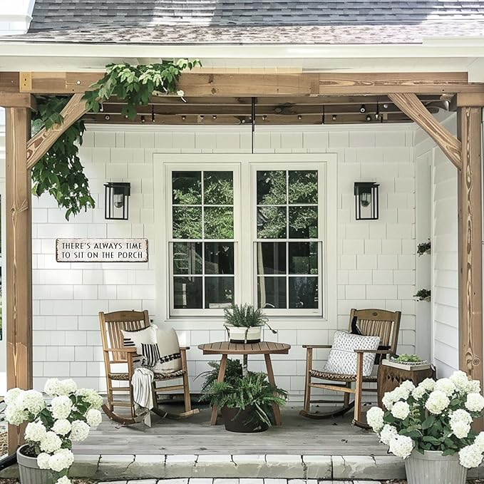 Funny Porch Sign Farmhouse Outdoor Wall Decor There's Always Time To Sit On The Porch Sign Vintage Welcome Metal Tin Signs for Front Porch Decor 4x16 Inch