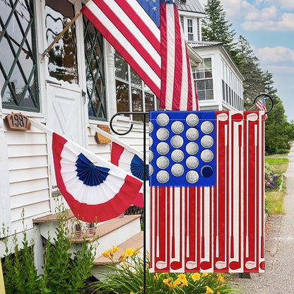 Artofy 4th of July Golf Ball Patriotic Small Decorative Garden Flag, America USA Golf Club Red Blue White Yard Lawn Outside Decor, American Independence Day Outdoor Home Decoration Double Sided 12x18