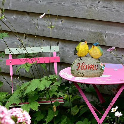 Bird Garden Statue, 6.31 Inch Lifelike Standing Bird with Hope Characters Stone, Small Resins Figurine for Home Table Outdoor Lawn Porch Patio Balcony Yard Decor (b)
