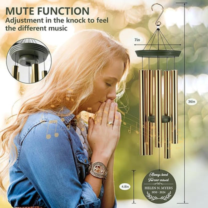 ASTARIN Cardinal Memorial Wind Chimes, 36" Personalized Name Sympathy Wind Chime, Windchimes in Memory of Loved One, Bereavement Condolence Gift for Loss Mom Dad Sister Son(Produced in USA)