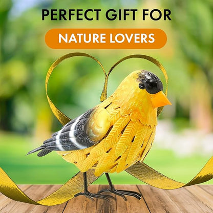 GUTE American Goldfinch Metal Garden Bird, Yard Sculpture Art - Large Realistic Standing Gold Finch Bird - Outdoor Fall, Winter, Spring, Summer Decoration - Decor - Perfect and Sympathy Gifts