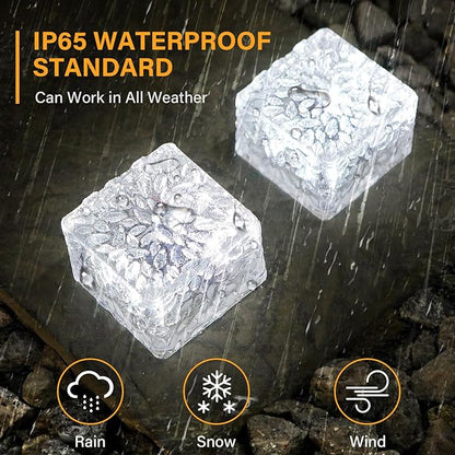 JKIMK Solar Brick Lights Outdoor Waterproof Patio Brick Lights Garden Decor for Outside 3 Packs for Patio,Yard,Walkway,Pathway Decor