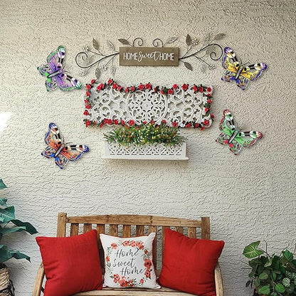 4Pcs Butterfly Garden Stakes Decor, Colorful Butterflies Decorations, Metal Yard Art for Outdoor Lawn Porch Pathway Yard Patio Plant Pot Ornaments (Butterfly- A)