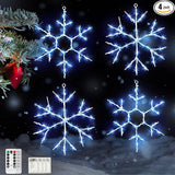Tuanse 4 Pcs Christmas Silhouette Window Lights Christmas Snowflake Lights with Remote Control LED Lighted Snowflake Decorations Xmas for Window Wall (Blue)