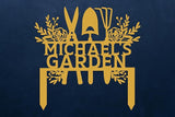 Custom Metal Garden Tools Sign with Stakes, Personalized Garden Name Sign, Yard Art, Patio Decorations, New Home Gift, Garden Decorative, Gardening Tools Sign for Outdoor, Large Housewarming Gift