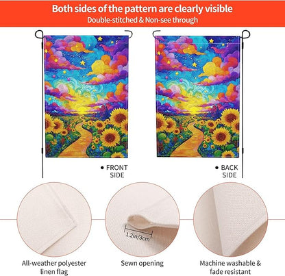 Sunflowers Garden Flag Seasonal Double Sided 12 x 18 Inch Small Yard Flag for Indoor Outdoor Decor Holiday All Seasons