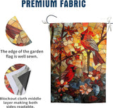 Stained Glass Cardinal Red Birds Garden Flag Spring Summer Yard Flag Fall Floral Decorative Yard Flags for Outside 28x40 Double Sided Large Seasonal Lawn Flags Rustic Outdoor Decor