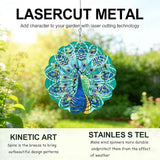 Peacock Metal Wind Spinner Outdoor 12 Inch 3D Hanging Wind Spinner for Outdoor & Indoor Decor, Garden Yard & Porch Ornament, Unique Kinetic Sculpture Gift for Women - Christmas Thanksgiving Decoration