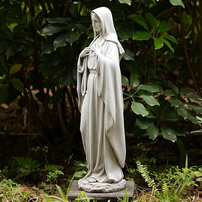 BC Catholic Immaculate Heart of Virgin Mary Statue, 24.5" H Large Holy Mother Statue for Garden, Mother Mary Outdoor Décor for Yard Patio Lawn Hallway, Catholic Gift, Handpainted by Buildclassic