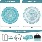 Pauwer Waterproof Outdoor Rug 8ft, Reversible Plastic Straw Patio Camping Rug, Indoor Outdoor RV Mat Carpet for Deck, Camper, Porch, Balcony, Backyard, Picnic, Floral Teal