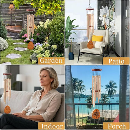 Nonna Gifts for Mother's Day Birthday Christmas Thanksgiving from Grandkids Grandchildren, Nonna Garden Gifts for Grandma, 26Inch Wind Chimes for Outside with S Hook Greeting Card