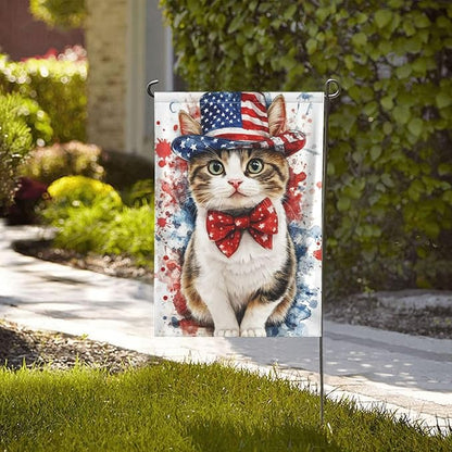 American Flag Garden Flags 12×18 Inch Cat Double Sided Decorative Yard Banner for Outdoor Outside Decor