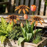 Metal Flowers for Outside, Decorative Garden Stakes, Flower Bed Decorations Outdoor, Metal Garden Flowers Sculpture for Lawn Porch Pathway Patio