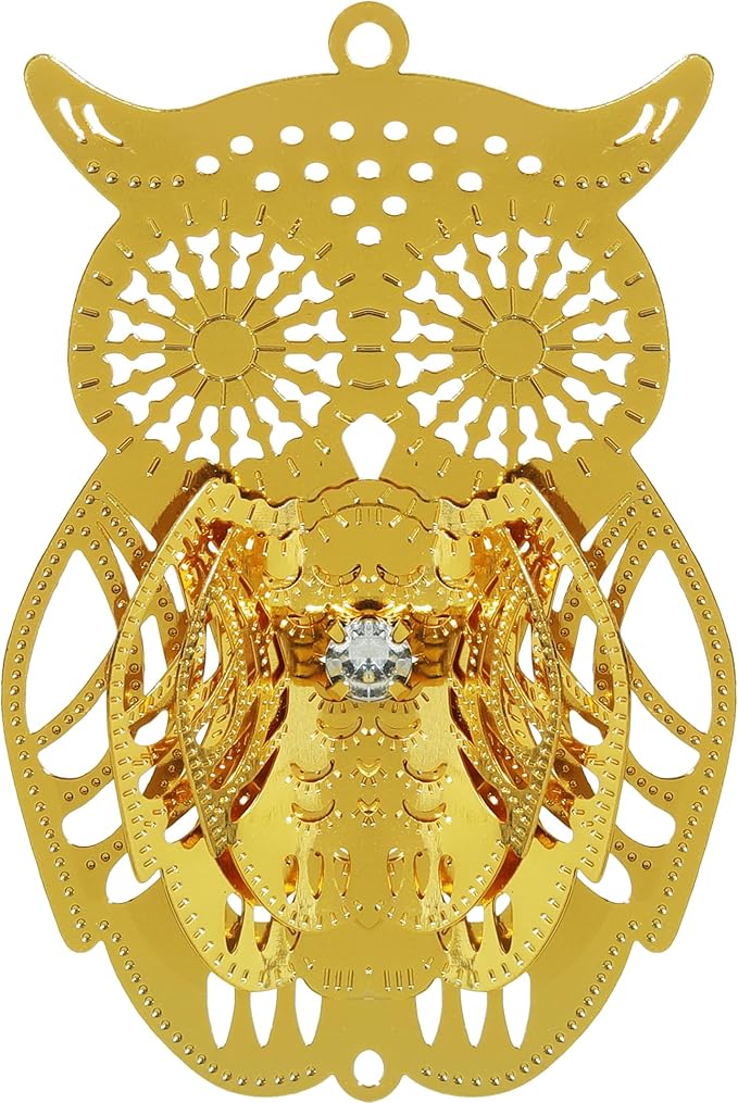 10pcs Gold Owl Metal Suncatcher Parts Hanging Window Pendant DIY Ornament Hand-Crafts Gifts