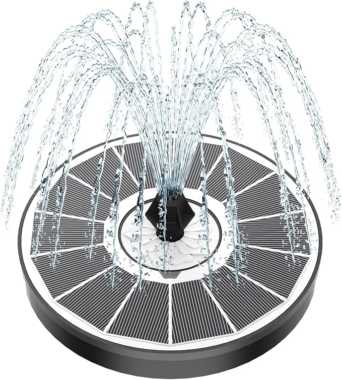 Yzert Solar Fountain White Flower, 3.5W Glass Bird Bath Fountains Solar Power No Battery with 4 Fixed Rods & 7 Nozzles, Solar Fountain Pump for Bird Bath, Pool, Garden, Outdoor, Pond