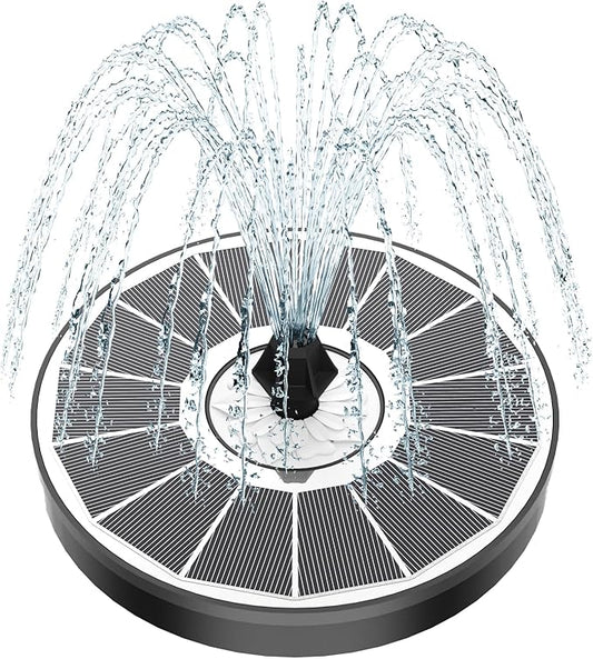 Yzert Solar Fountain White Flower, 3.5W Glass Bird Bath Fountains Solar Power No Battery with 4 Fixed Rods & 7 Nozzles, Solar Fountain Pump for Bird Bath, Pool, Garden, Outdoor, Pond