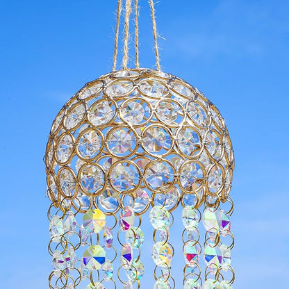 16.7" Chandelier Wind Chimes Crystal Suncatcher Window Hanging Sun Catchers AB Color Crystal Prism Rainbow Maker Pendant Ornament for Christmas Tree