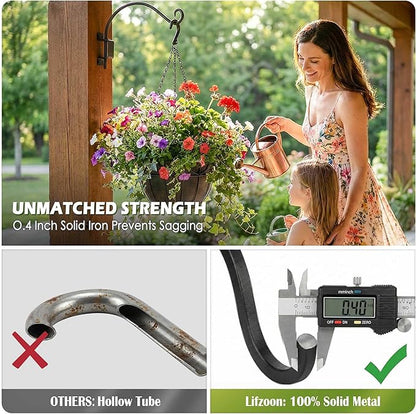 Lifyzoon Swivel Bird Feeder Hanger Hook: 12 Inch Swivel Hanging Plant Bracket, 50lbs Weight Capacity - Heavy Duty Outdoor Hooks for Hanging Bird Feeders, Flower Baskets, Lanterns, Wind Chimes