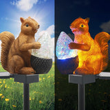 Upgraded Solar Garden Lights, Outdoor Decor - Solar Squirrel Stake Lights, Colorful LED, IP65 Waterproof, for Yard, Patio, Garden, Lawn Decoration