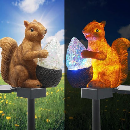 Upgraded Solar Garden Lights, Outdoor Decor - Solar Squirrel Stake Lights, Colorful LED, IP65 Waterproof, for Yard, Patio, Garden, Lawn Decoration